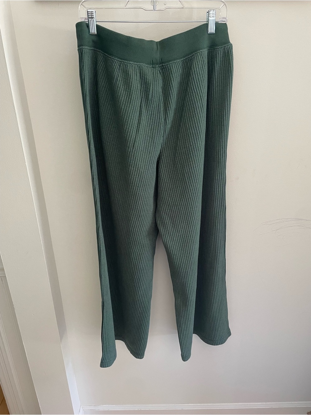 Aerie Dark Green Ribbed Wide-Leg Lounge Pants - Picture 4 of 5